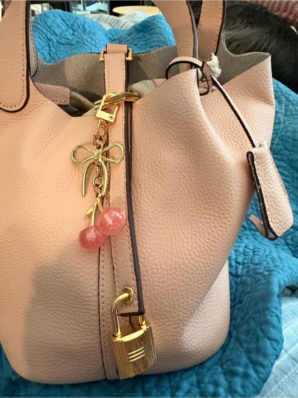 Source Unknown Blush Pink Pebbled Mini Tote with Gold Accents